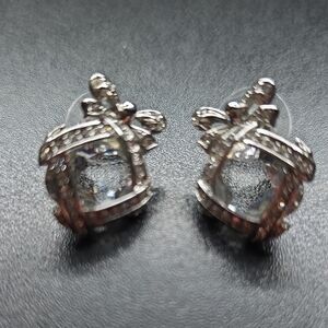 Swarovski Silver Clear Crystal Bow Stud Earrings
